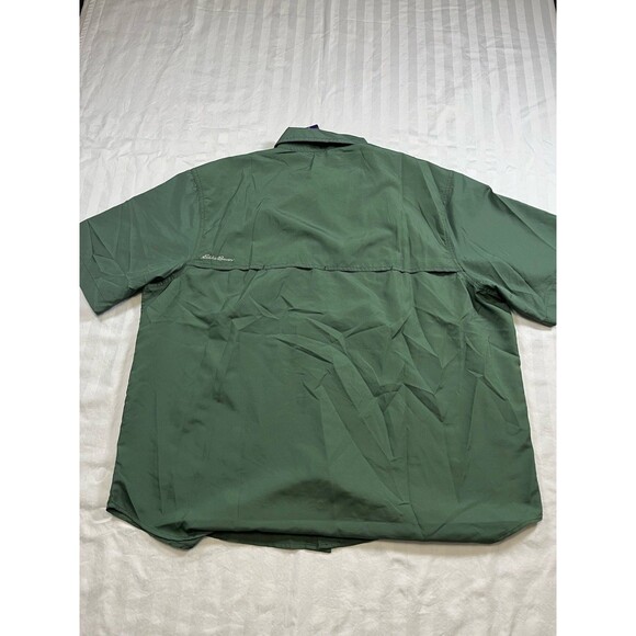 NWT Eddie Bauer Men's Relaxed Fit Short Sleeve Tech Woven Shirt Green Size XXL - Picture 6 of 9
